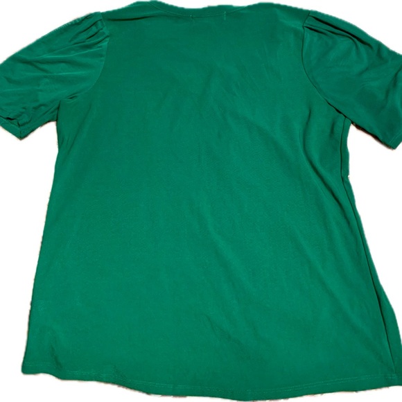 This is a green short-sleeved top with a V-neck design. - Picture 3 of 3